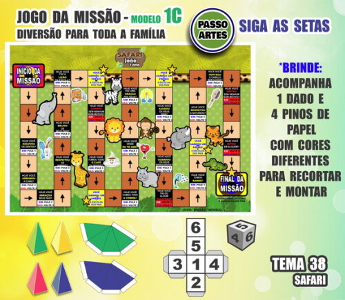 Jogo de Tabuleiro Missão Personalizado Modelo 1a - Safari