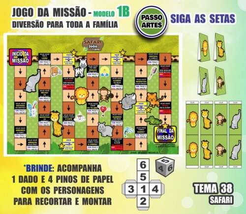 Jogo de Tabuleiro Missão Personalizado Modelo 1c - Safari