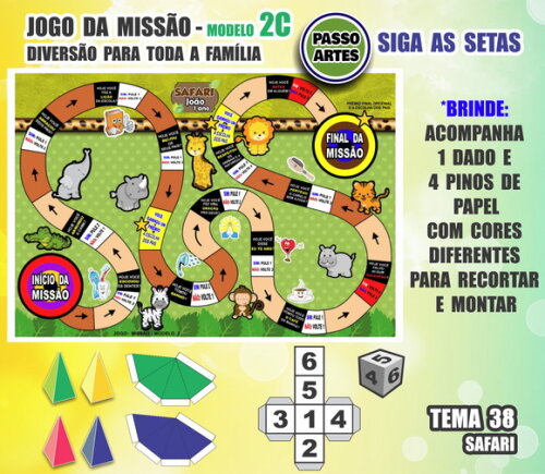 Jogo de Tabuleiro Missão Personalizado Modelo 2c - Safari