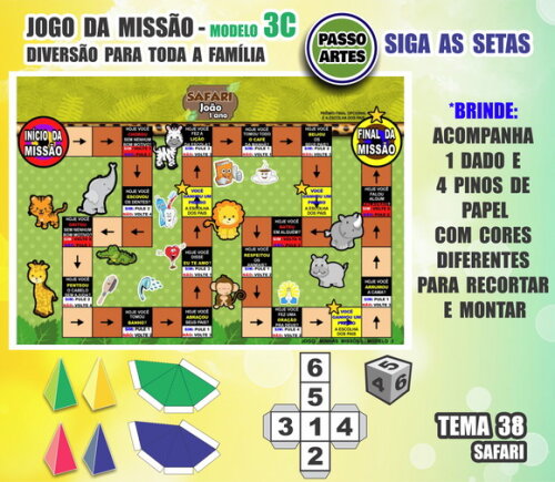 Jogo de Tabuleiro Missão Personalizado Modelo 3c - Safari