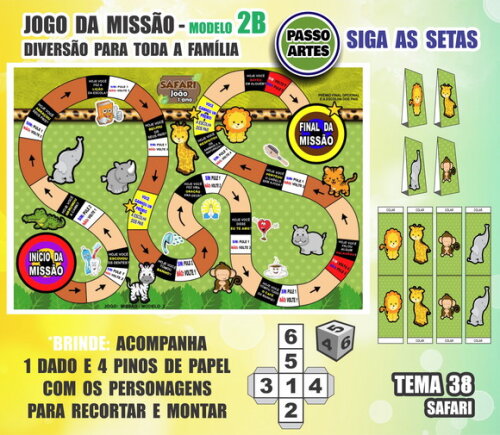 Jogo de Tabuleiro Missão Personalizado Modelo 2b - Safari