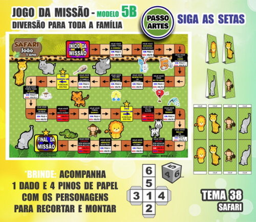 Jogo de Tabuleiro Missão Personalizado Modelo 5b - Safari