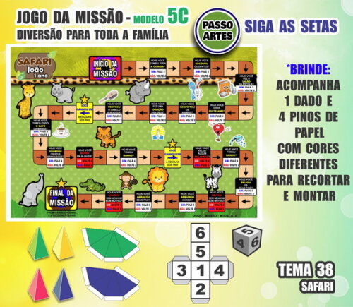 Jogo de Tabuleiro Missão Personalizado Modelo 5c - Safari