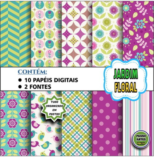 Kit Digital COMPRA 1 E LEVA 3 - JARDIM FLORAL