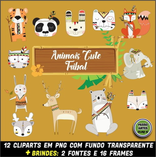 Kit Digital PROMO 3 EM 1 - ANIMAIS TRIBAL