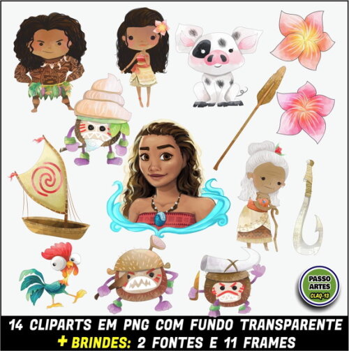 Kit Digital PROMO 3 EM 1 - MOANA CUTE