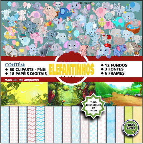 Kit Digital Scrapbook ELEFANTINHOS