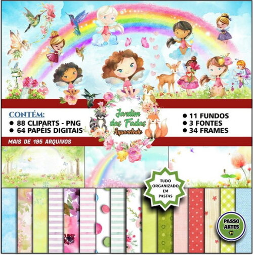 Kit Digital Scrapbook JARDIM ENCANTADO DAS FADAS