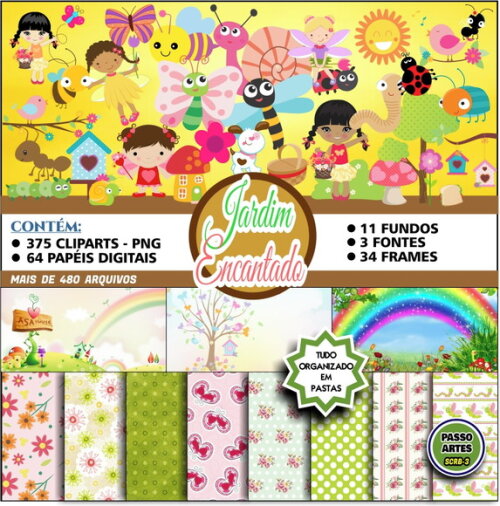 Kit Digital Scrapbook JARDIM ENCANTADO
