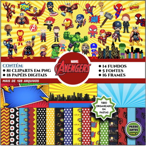 Kit Digital Scrapbook VINGADORES CUTE