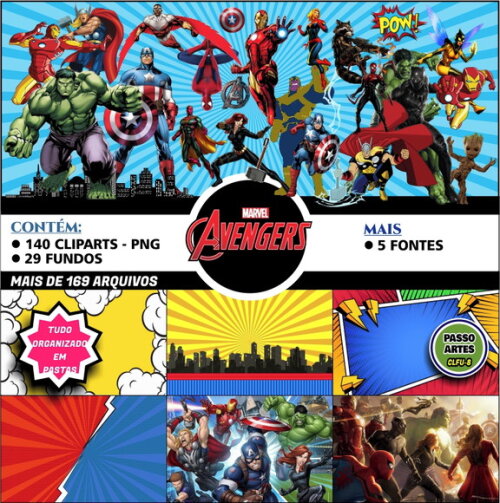 Kit Digital Temático VINGADORES