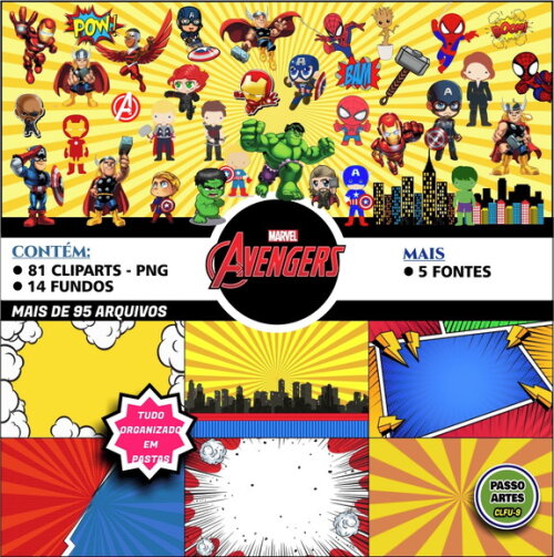 Kit Digital Temático VINGADORES CUTE
