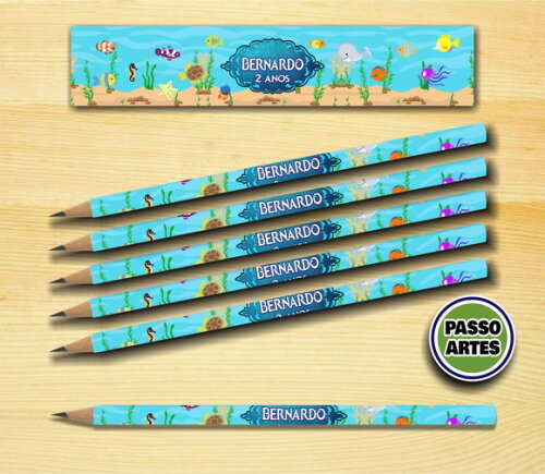 Lápis Personalizado para Festas e Eventos - Fundo do Mar