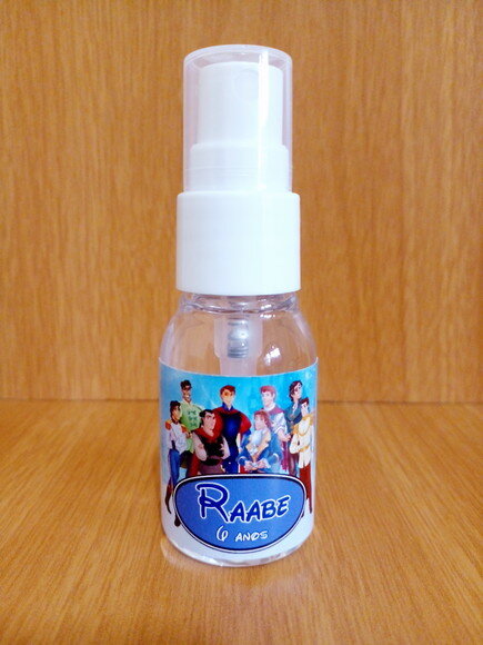 Mini Álcool 70% de 35 ml c/ Tampa Spray - Diversos Temas