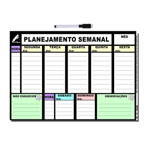 Planejador Semanal - Modelo 1 - Manta com Caneta - A3