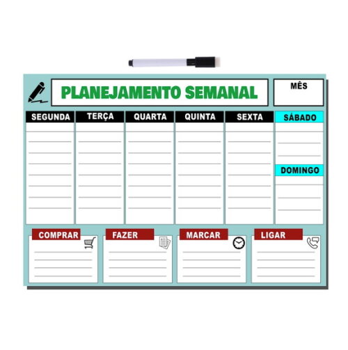 Planejador Semanal - Modelo 2 - Manta com Caneta -tamanho A3