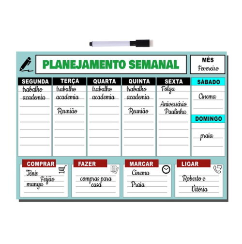 Planejador Semanal - Modelo 2 - Manta com Caneta -tamanho A3