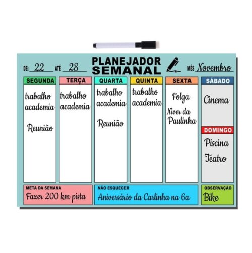 Planejador Semanal - Modelo 6 - Tamanho A3 - Manta c/ Caneta