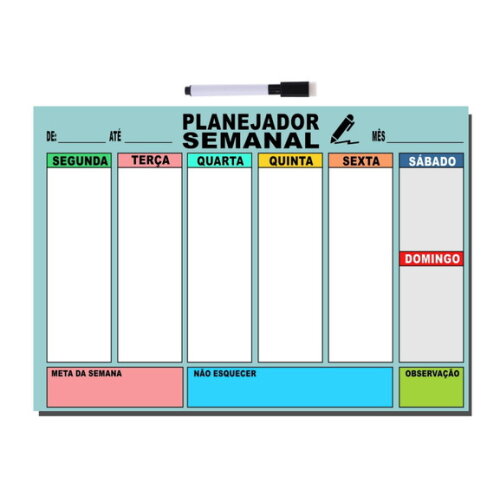 Planejador Semanal - Modelo 6 - Tamanho A3 - Manta c/ Caneta
