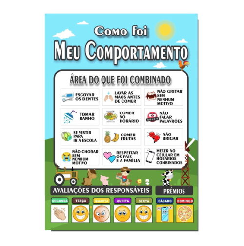 Quadro Como Foi Meu Comportamento - Fazendinha - mdf