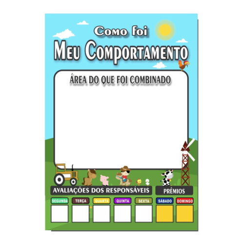 Quadro Como Foi Meu Comportamento - Fazendinha - mdf