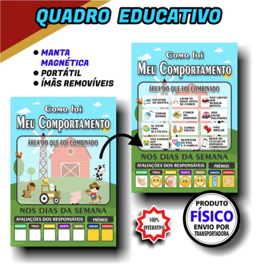 Quadro Como Foi Meu Comportamento - Fazendinha - mdf
