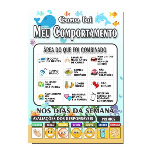 Quadro Como Foi Meu Comportamento - Fundo do Mar - mdf