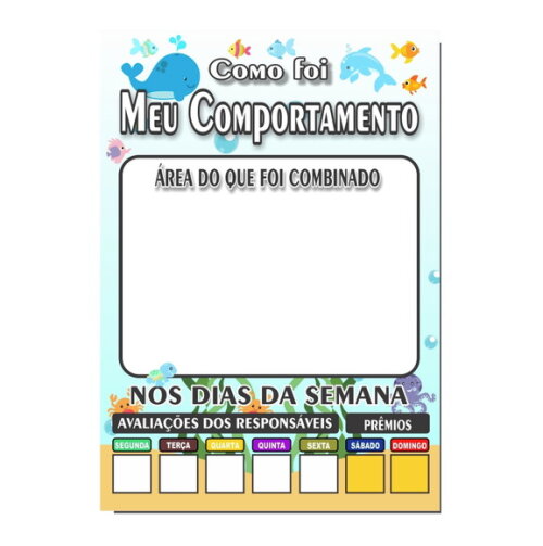 Quadro Como Foi Meu Comportamento - Fundo do Mar - mdf