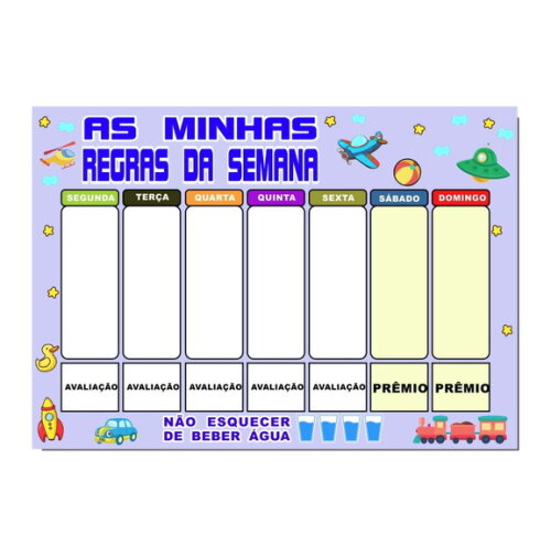 Quadro Educativo A3 - as Minhas Regras da Semana - Azul