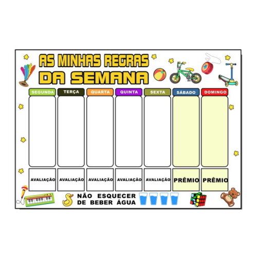 Quadro Educativo A3 - as Minhas Regras da Semana - Branco