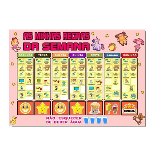 Quadro Educativo A3 - as Minhas Regras da Semana - Rosa