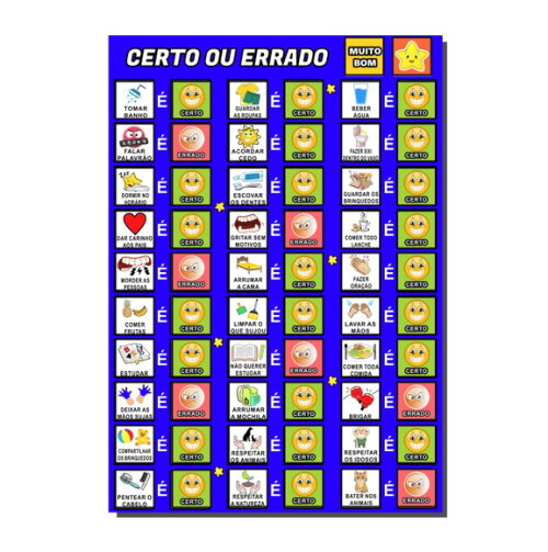 Quadro Educativo Certo ou Errado - Azul Escuro + Tags e mdf