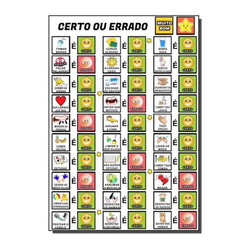 Quadro Educativo Certo ou Errado - Branco + Tags e mdf