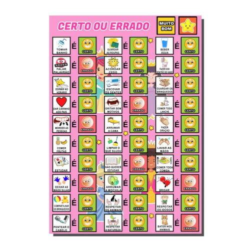 Quadro Educativo Certo ou Errado - Princesas Cut +tags e mdf