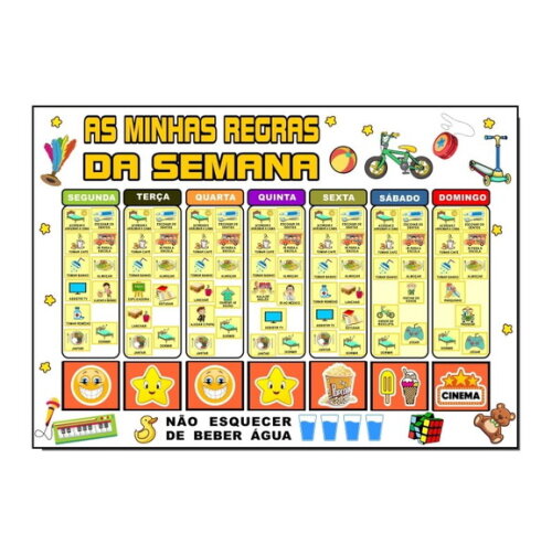 Quadro Educativo Pvc - as Minhas Regras da Semana - Branco