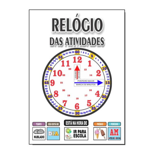 Quadro Educativo Relógio - Mod. 1 - Tema Branco - Manta