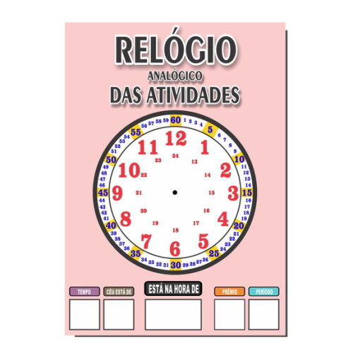 Quadro Educativo Relógio - Mod. 1 - Tema Rosa Claro - Manta