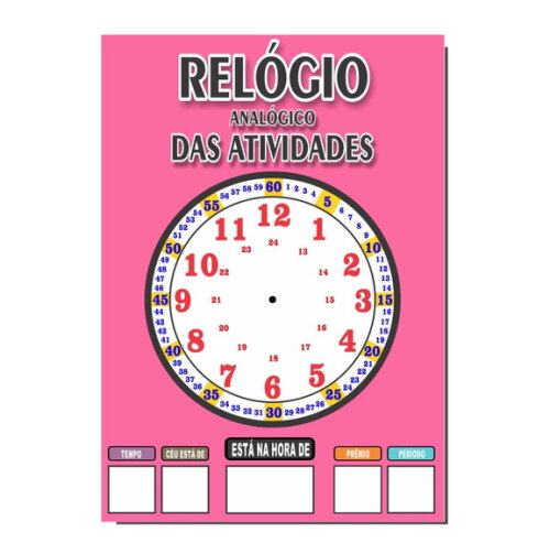 Quadro Educativo Relógio - Mod. 1 - Tema Rosa Escuro - Manta