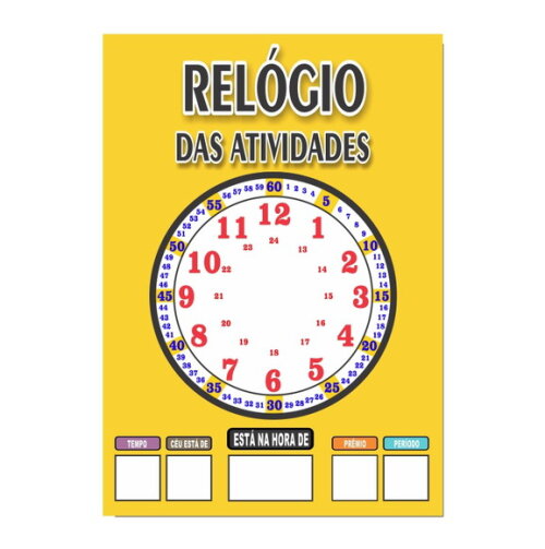 Quadro Educativo Relógio - Modelo 1 - Tema Amarelo - Manta