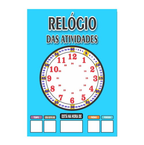 Quadro Educativo Relógio - Modelo 1 - Tema Azul Claro -manta
