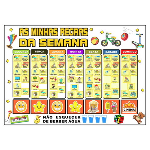 Quadro Infantil Ímã - as Minhas Regras da Semana - Branco