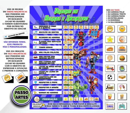 Quadro Magnético 28 Regras Educativo Infantil