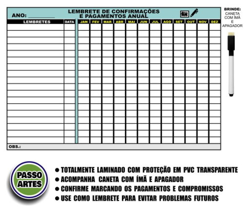 Quadro Magnético Lembrete Anual + Brinde