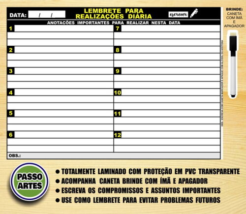 Quadro Magnético Lembrete Diário com Brinde