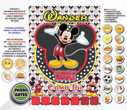 Quadro Magnético Personalizado Meu Comportamento Mickey
