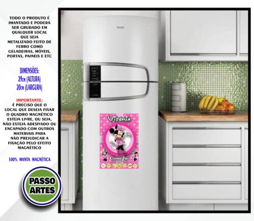 Quadro Magnético Personalizado Meu Comportamento Minnie Rosa