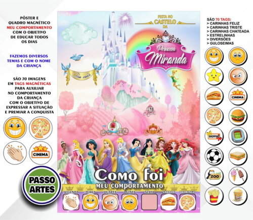 Quadro Magnético Personalizado Meu Comportamento Princesas