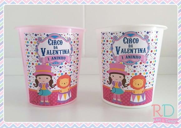 Baldinho de Pipoca Circo Rosa