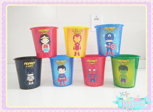 Baldinho de Pipoca Super Herois Cute