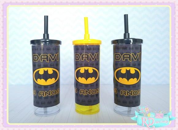 Copo Long Drink com Tampa Batman